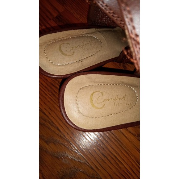 Cato Comfort Brown Woven Peep Toe Open Back Wedge Type Heel Size 7 - Picture 5 of 6